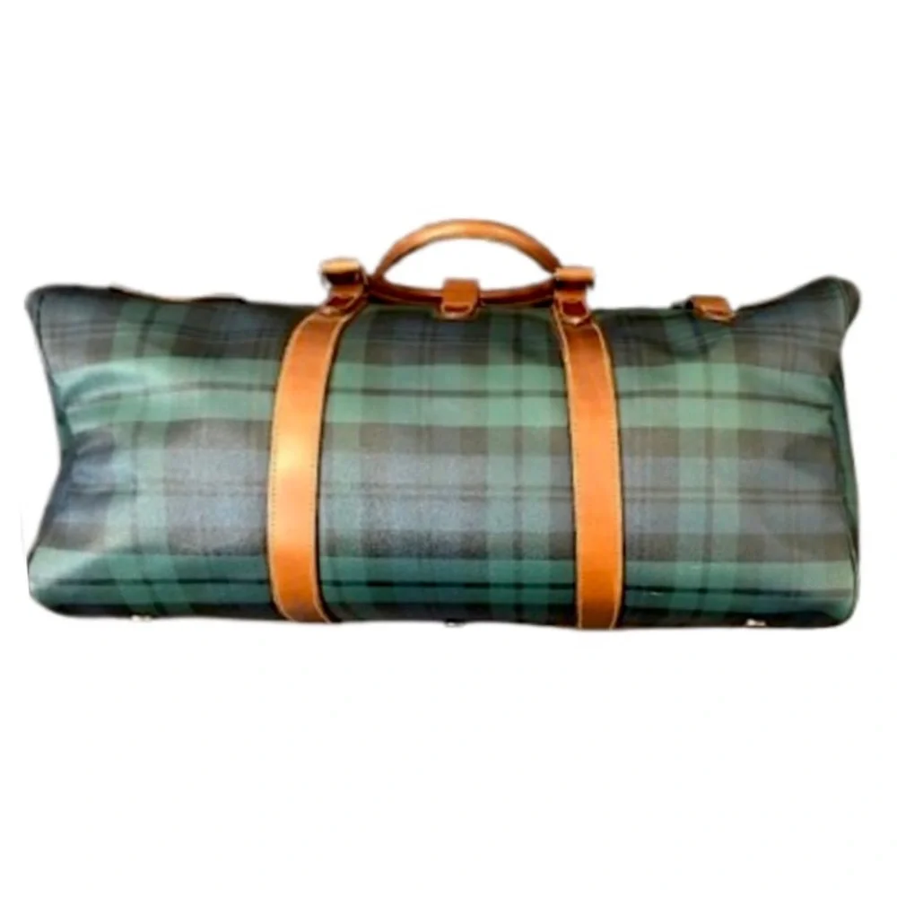 RALPH LAUREN Black Watch Tartan Plaid Boston Weekend Travel Duffle Bag 52cm